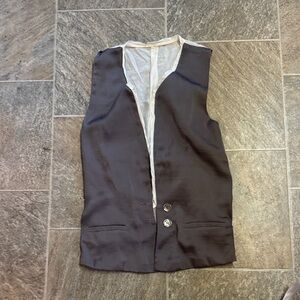 Gray Sleeveless Vest with Button Details